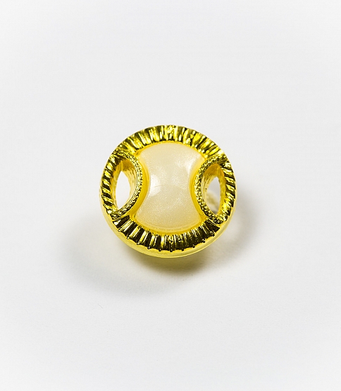 Pearl Centre Gold Rim Shank Button Size 24L x10 White - Click Image to Close